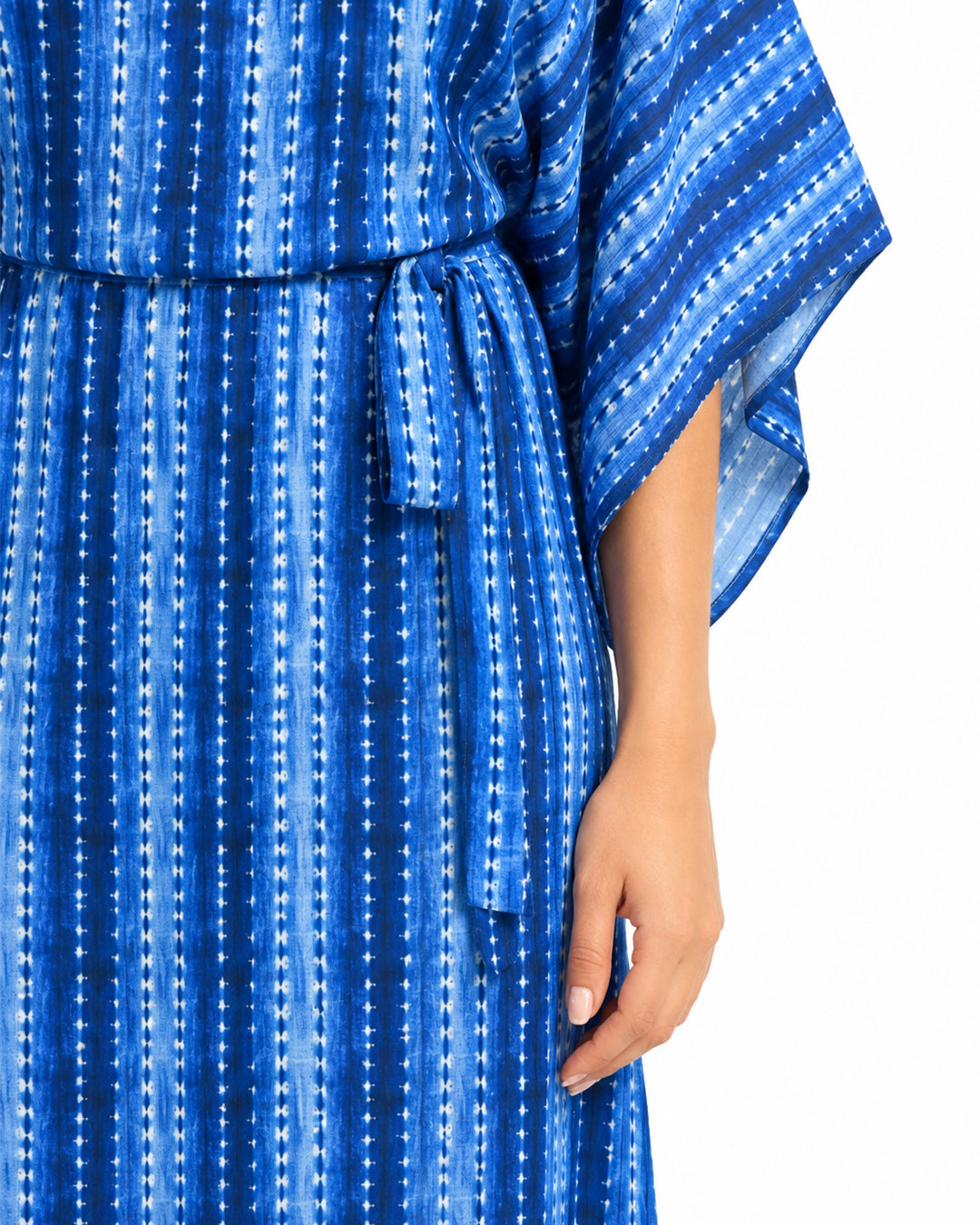 Rivelle Blue Printed Chiffon Satin Maxi Dress