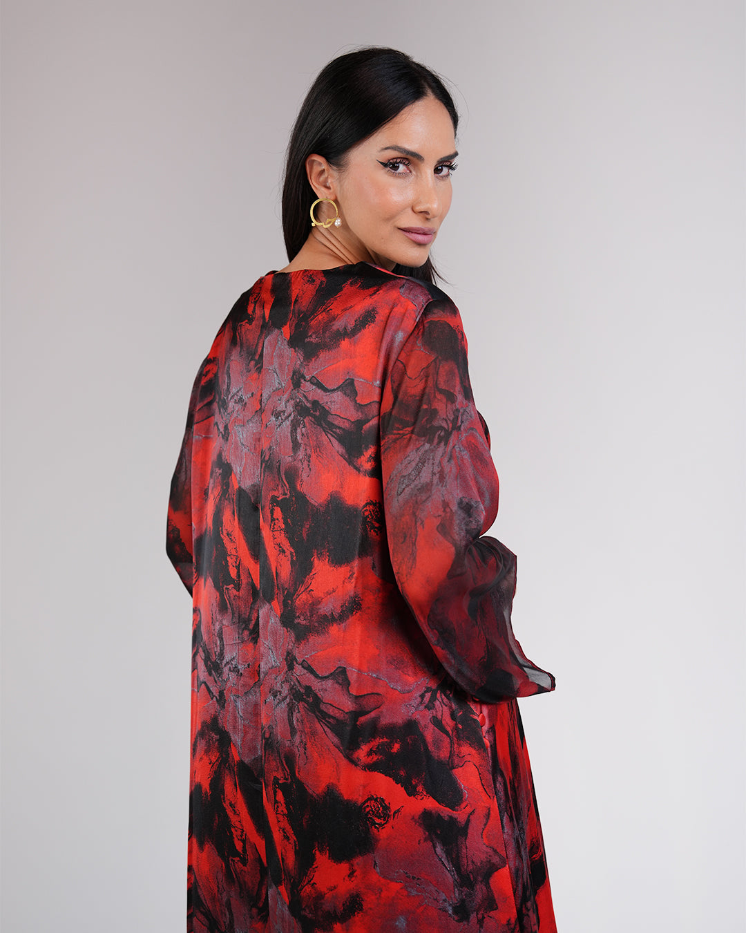 Mirelle Rouge Silk Chiffon Dress