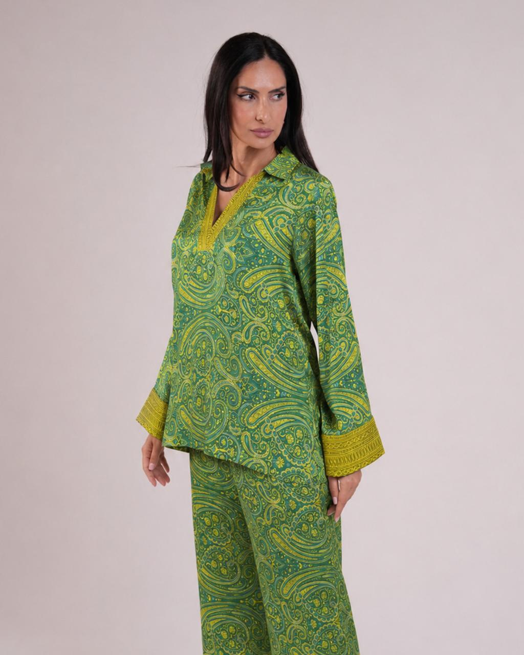 Soleia Silk Modest Set in Lime Green shades
