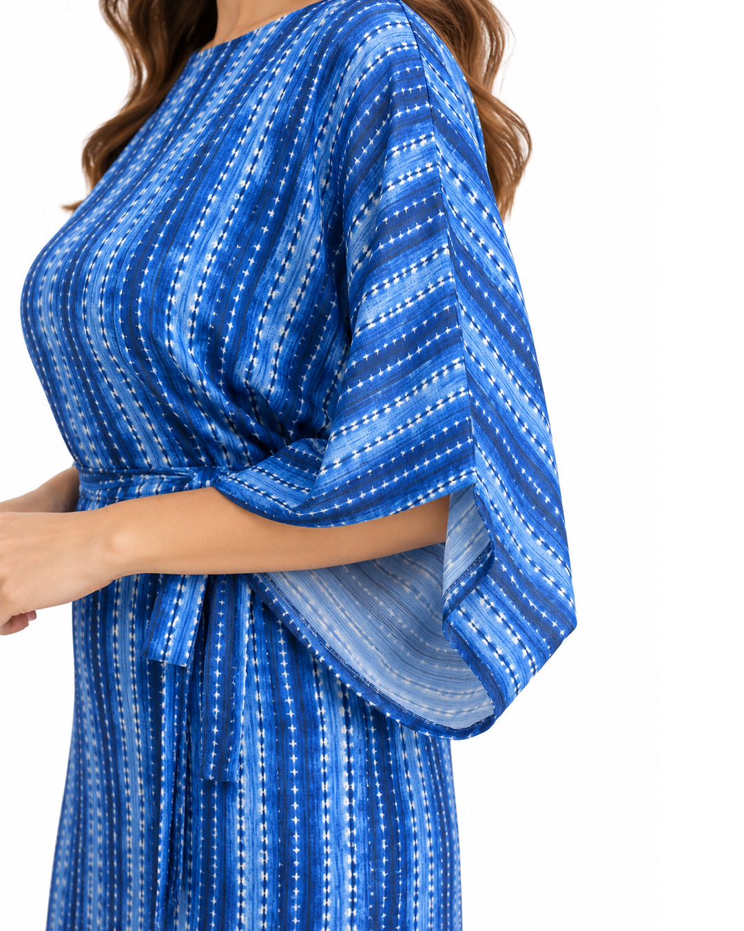 Rivelle Blue Printed Chiffon Satin Maxi Dress