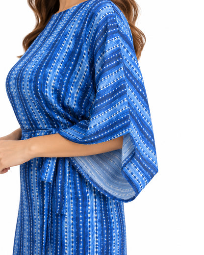 Rivelle Blue Printed Chiffon Satin Maxi Dress