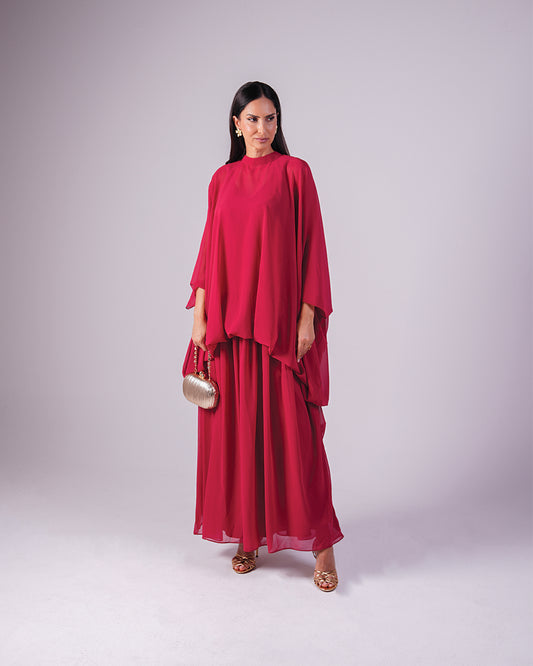 Élan Chiffon Dress — Red