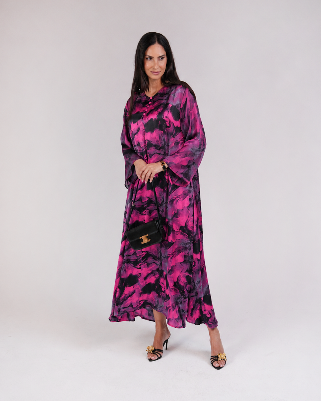 Mirelle Fuchsia Silk & Chiffon Dress