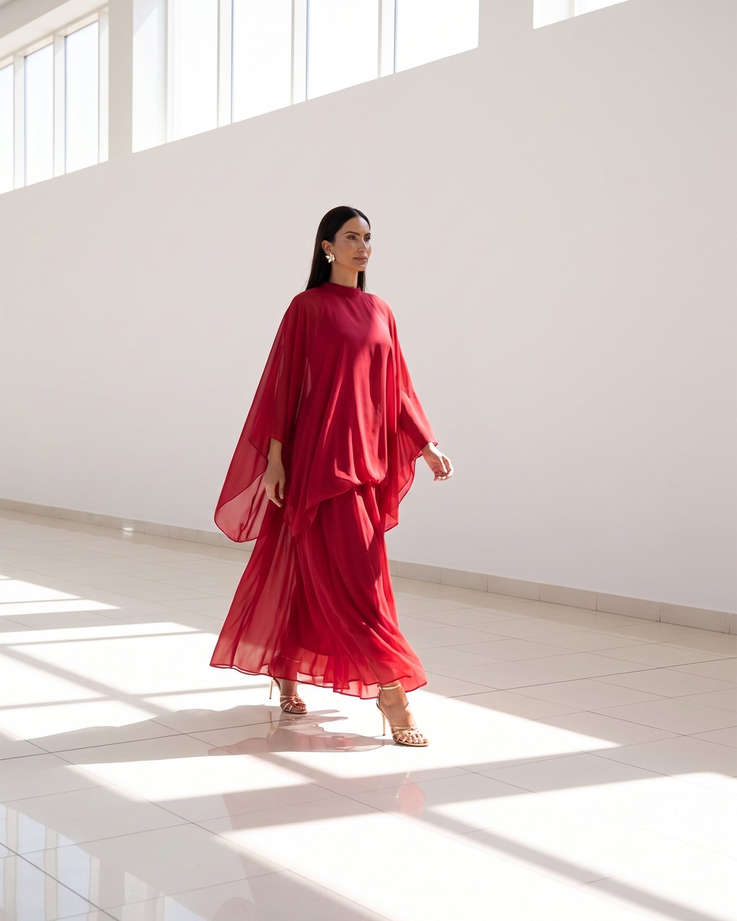 Élan Chiffon Dress — Red