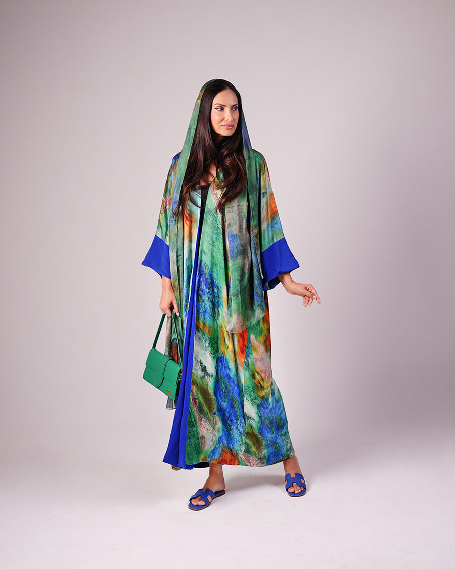 Emerald Green & Cobalt Blue Reversible Abaya