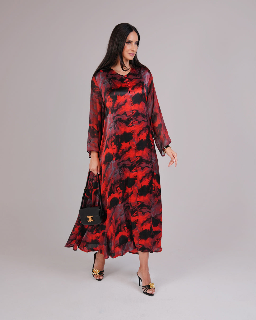 Mirelle Rouge Silk Chiffon Dress