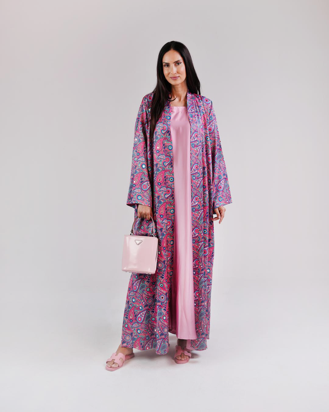 Casmira Abaya Set in Pink & Paisley