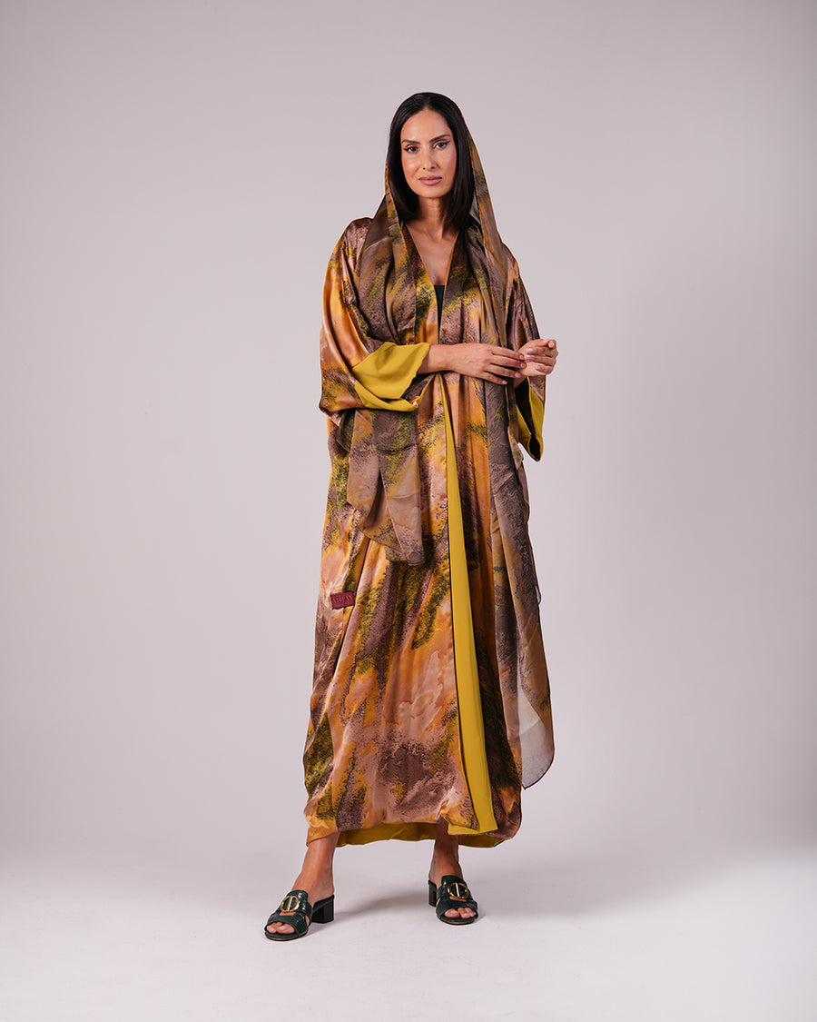 Olive Gold & Bronze Reversible Abaya