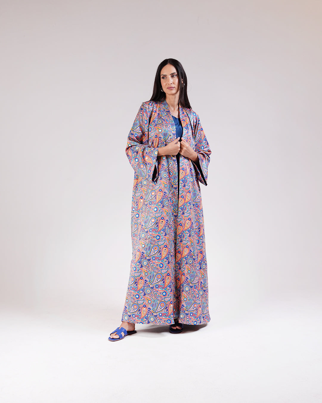 Casmira Abaya Set in Navy & Paisley