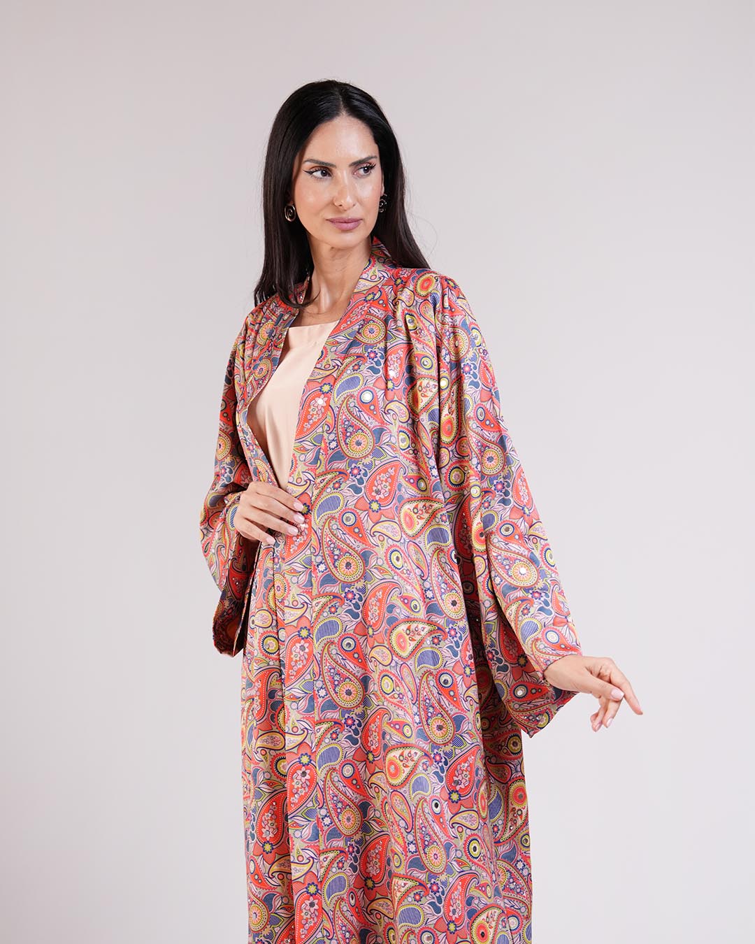 Casmira Abaya Set in Peach