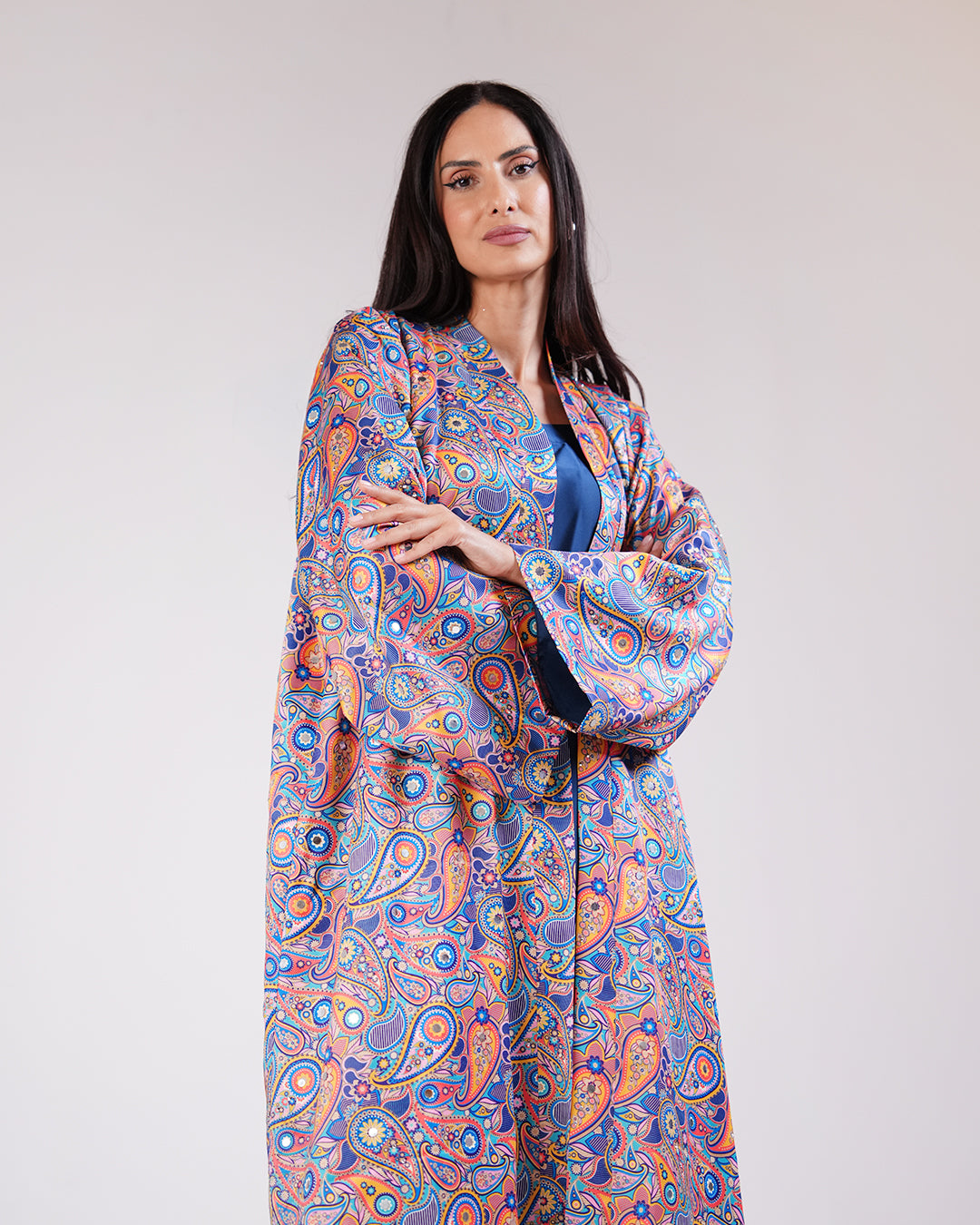 Casmira Abaya Set in Navy & Paisley
