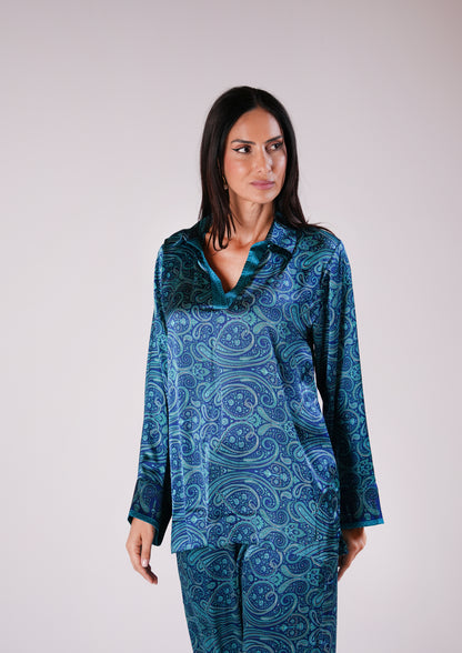 Soleia Silk Modest Set in Sapphire Blue