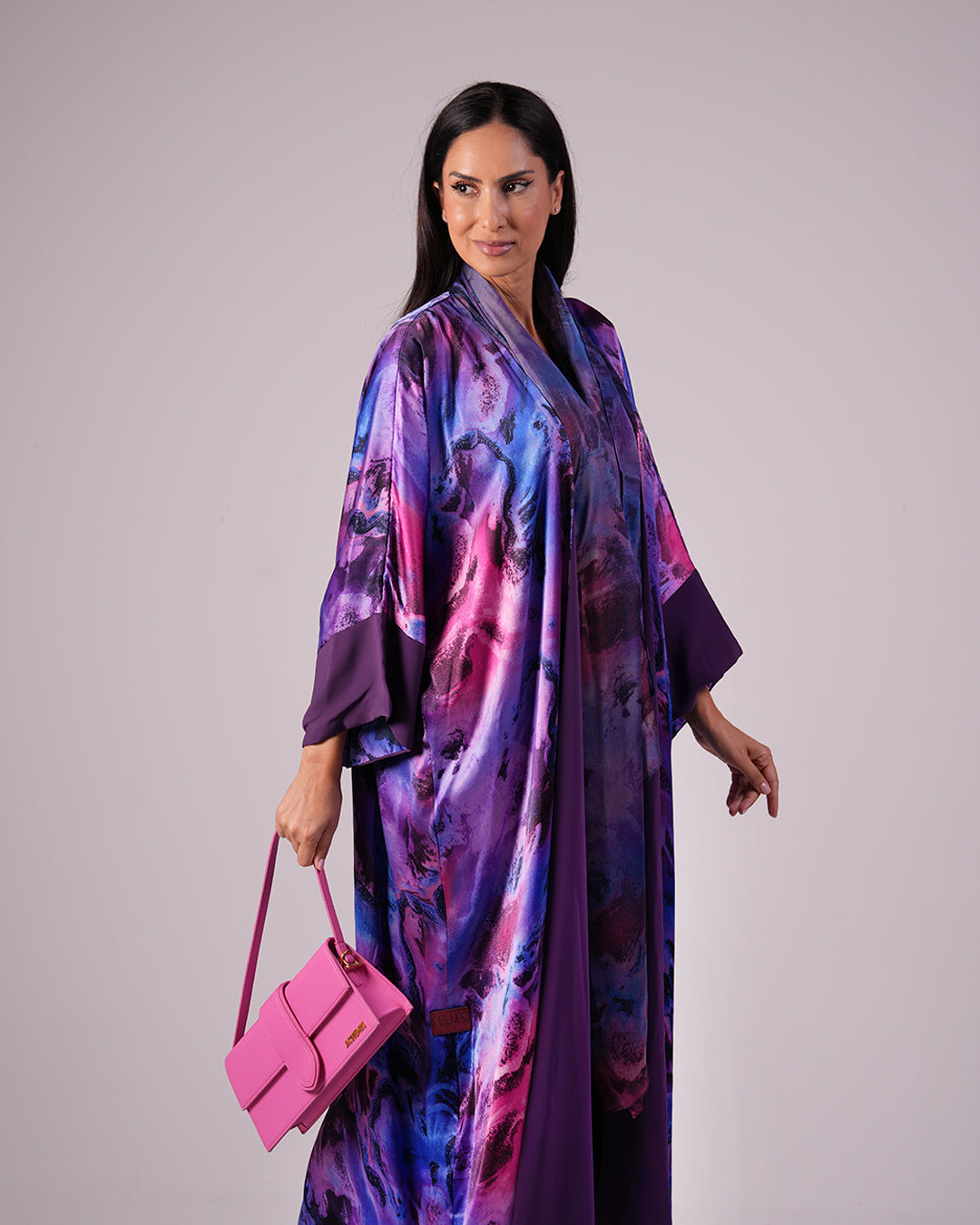Violet Reversible Silk & Crepe Abaya