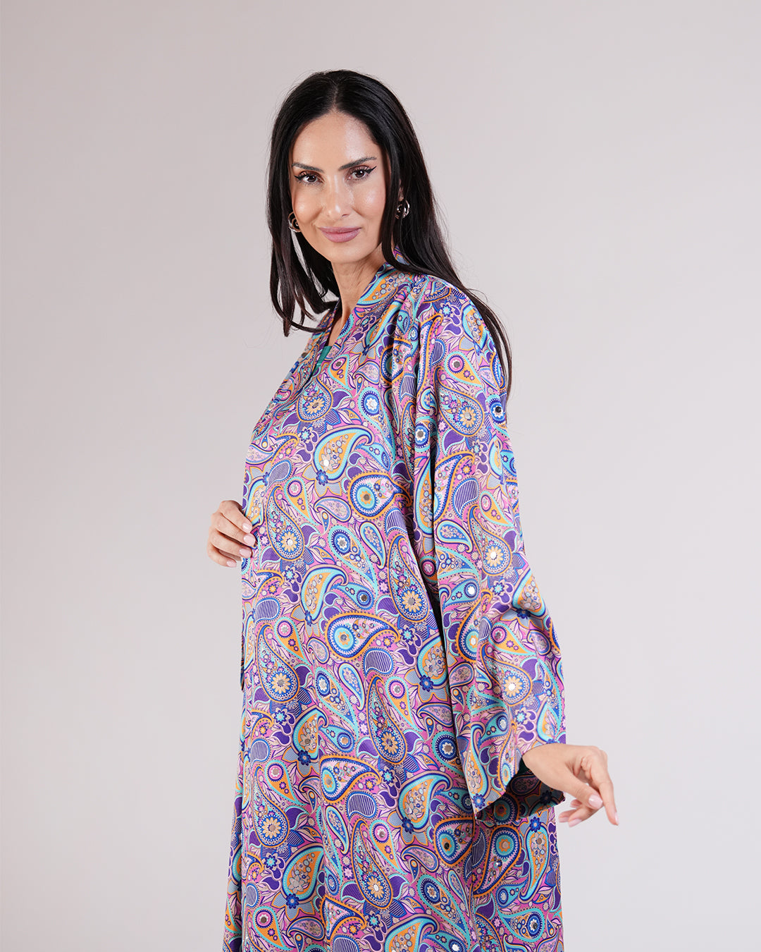 Casmira Abaya Set in Turquoise & Paisley