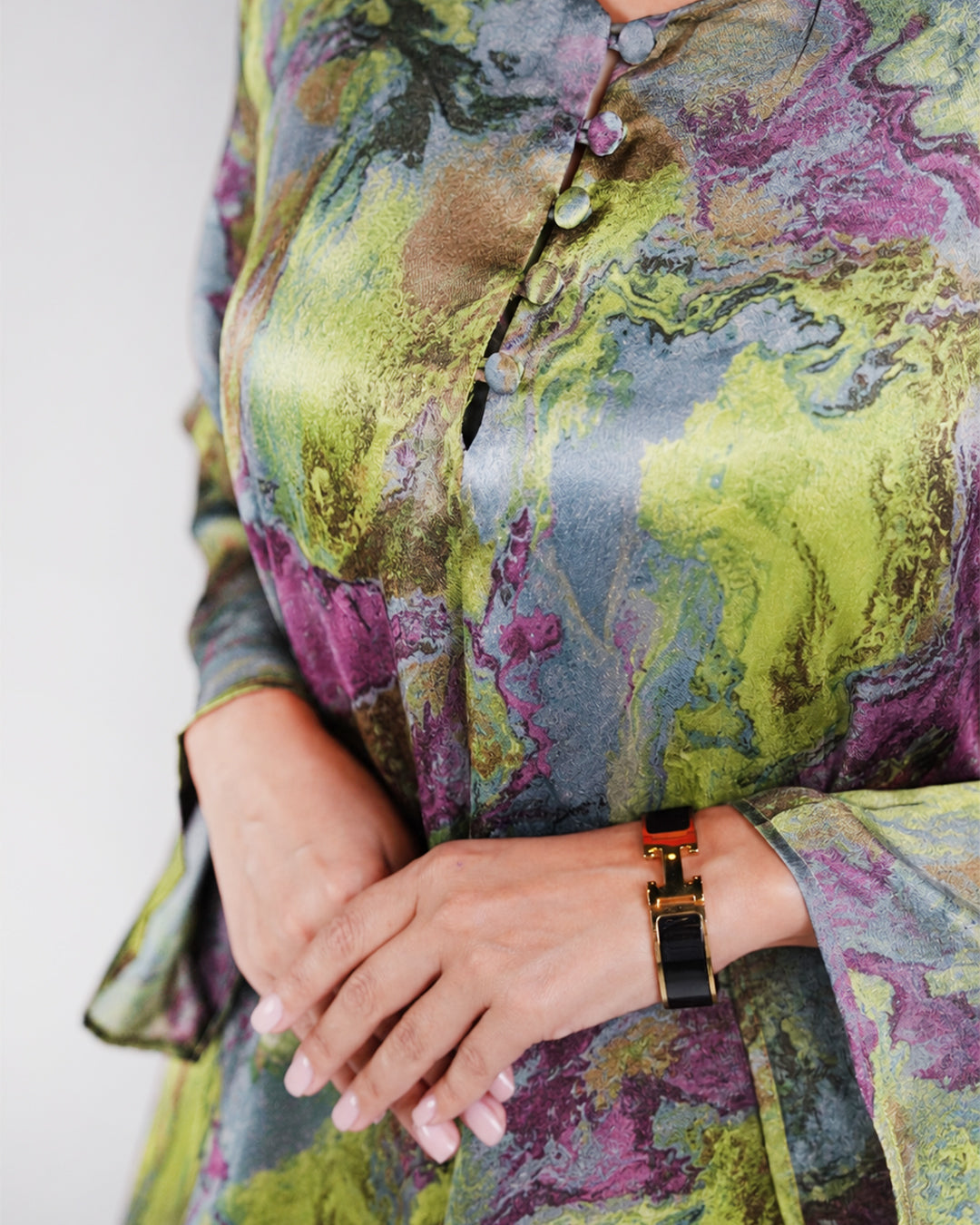 Mirelle Dress in Dark Purple & Green