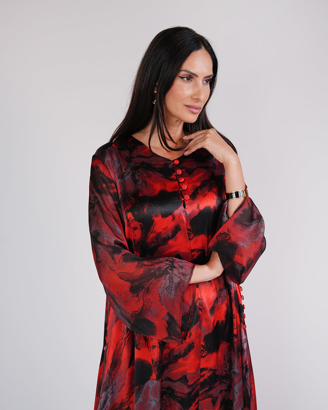 Mirelle Rouge Silk Chiffon Dress