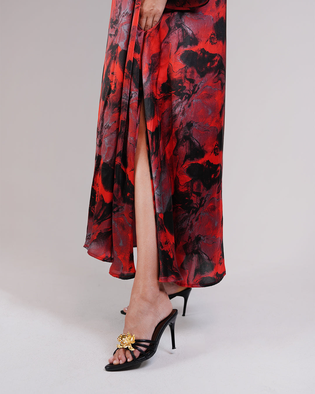 Mirelle Rouge Silk Chiffon Dress