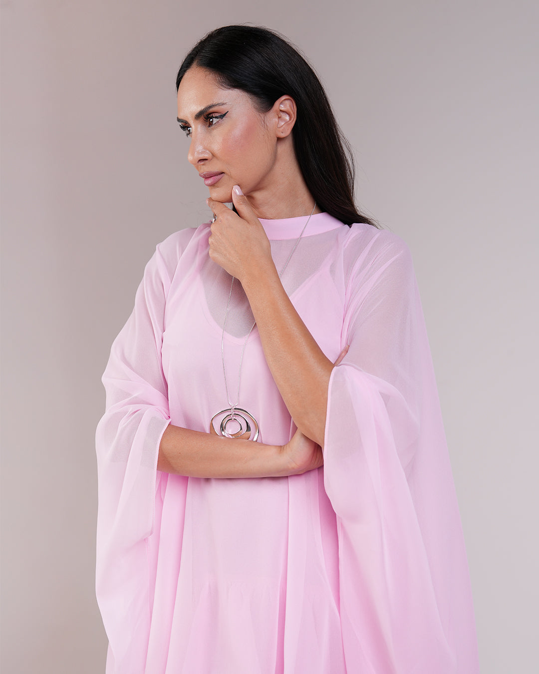 Élan Chiffon Dress — Pink