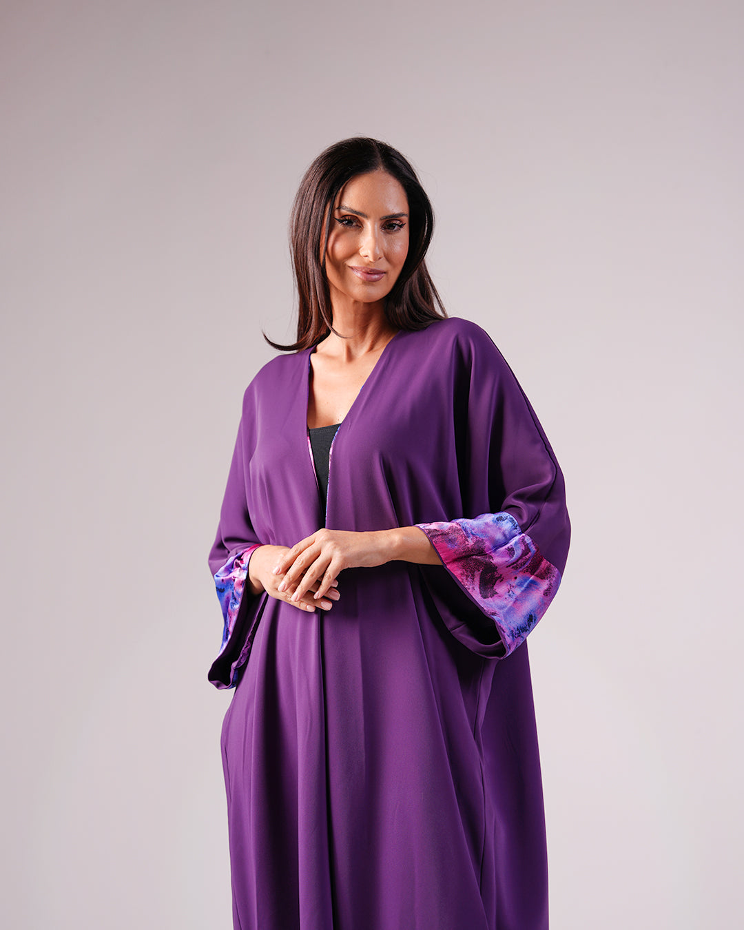 Violet Reversible Silk & Crepe Abaya