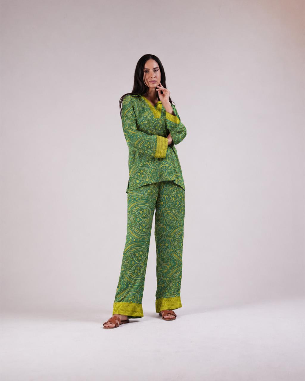 Soleia Silk Modest Set in Lime Green shades