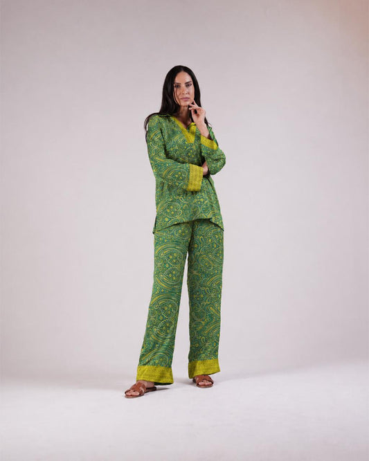Soleia Silk Modest Set in Lime Green shades