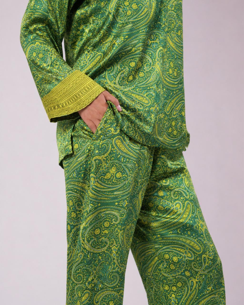 Soleia Silk Modest Set in Lime Green shades